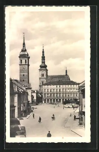 AK Wischau / Vyskov, Strassenpartie mit Kirche