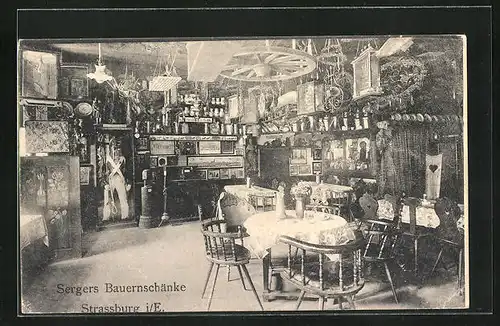 AK Strassburg i /E., Gasthaus Sergers Bauernschänke, Innenansicht