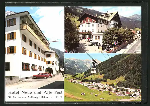 AK St. Anton am Arlberg, Hotel Neue und Alte Post, Ortsansicht