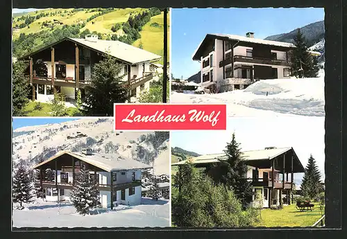 AK Hinterglemm /Saalbach, Hotel Haus Wolf im Wandel der Jahreszeiten