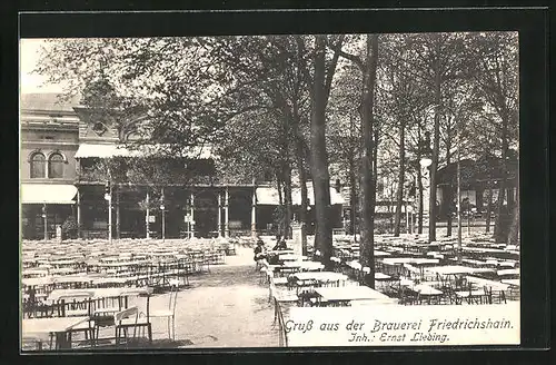 AK Berlin-Friedrichshain, Gasthaus der Brauerei Friedrichshain, Inhaber Ernst Liebing