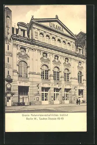AK Berlin, Urania Naturwissenschaftliches Institut, Tauben Strasse 48-49
