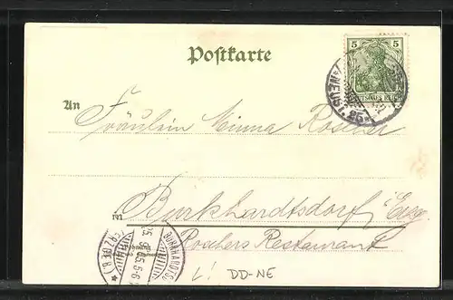 Lithographie Dresden-Neustadt, Dampfschifflandestelle mit Stadtansicht