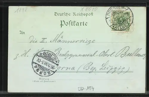 Lithographie Dresden, Ausstellung-Palast, Allee im grossen Garten, Palais im grossen Garten