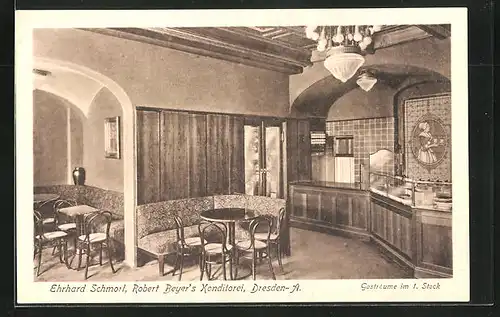 AK Dresden, Innenansicht von der Konditorei Erhard Schmorl in der Wilsdrufferstr. 20