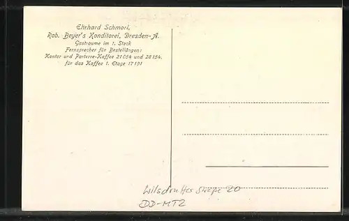 AK Dresden, Innenansicht von der Konditorei Erhard Schmorl in der Wilsdrufferstr. 20