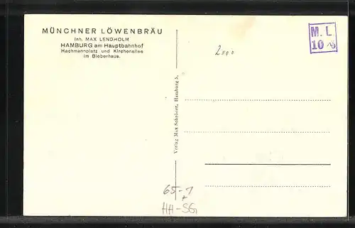 AK Hamburg-St.Georg, Speiseraum der Gaststätte Münchner Löwenbräu im Hauptbahnhof