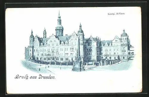 Lithographie Dresden, Königl. Schloss