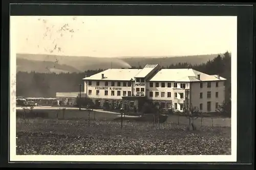 Foto-AK Letovisko, Pension Hotel Vedamov n. Otavou, pri hrade Zvikovie u. Pisku