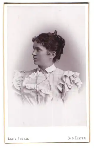 Fotografie Emil Tietze, Bad Elster i. V., Portrait junge Dame mit hochgestecktem Haar
