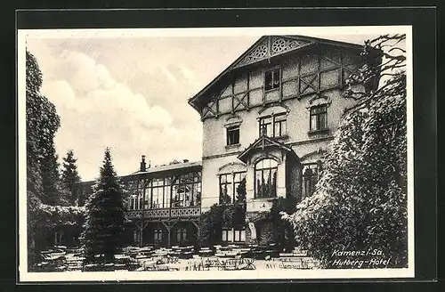 AK Kamenz i. Sa., Hutberg-Hotel mit Restaurations-Garten