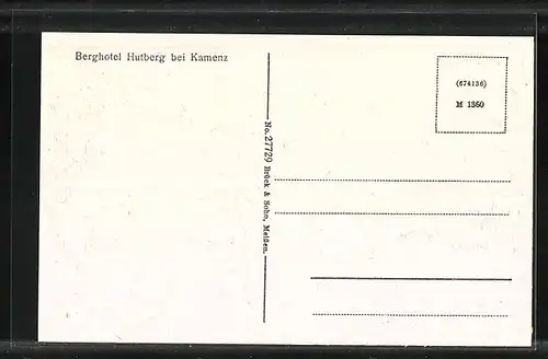 AK Kamenz i. Sa., Hutberg-Hotel mit Restaurations-Garten