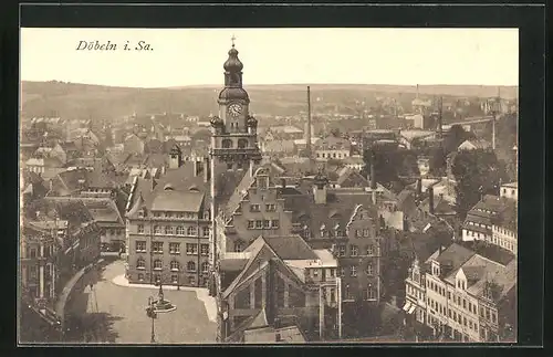 AK Döbeln i. Sa., Teilansicht mit Kirche