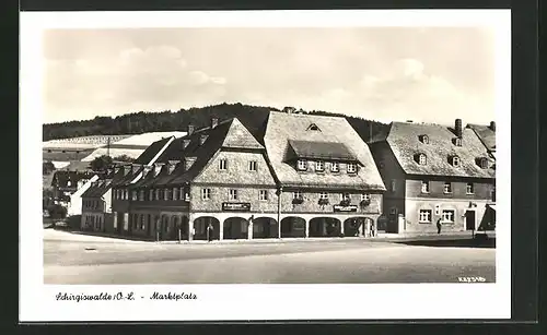 AK Schirgiswalde /O.-L., Marktplatz mit Gasthaus