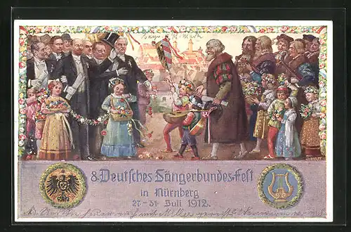 AK Nürnberg, 8. Deutsches Sängerbund Fest 1912, Wappen