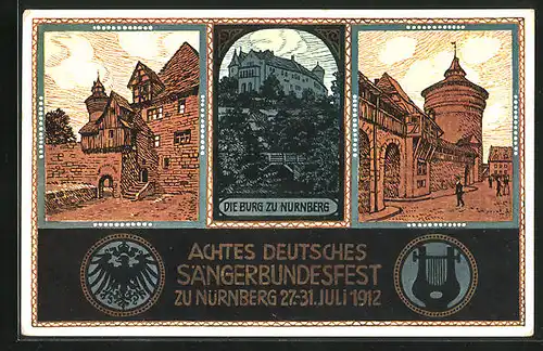 AK Achtes Deutsches Sängerbundfest zu Nürnberg 1912, Burg