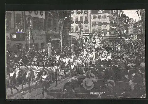 AK 8. Deutsches Sängerbundesfest Nürnberg 1912, Minnelied, Parade