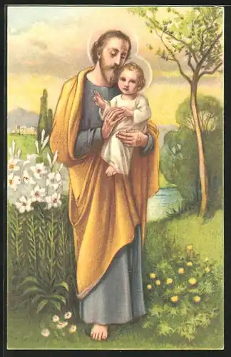 Künstler-AK Josef von Nazaret mit dem Christuskinde im Arm
