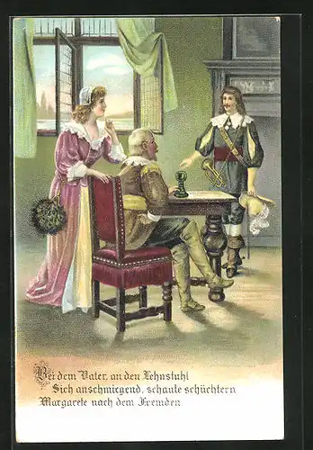 Präge-AK Trompeter von Säckingen bei Margarete und ihrem Vater