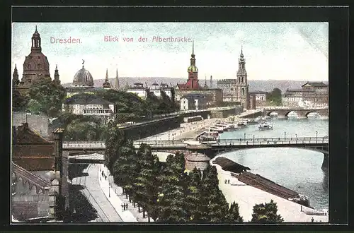 AK Dresden, Blick von der Albertbrücke