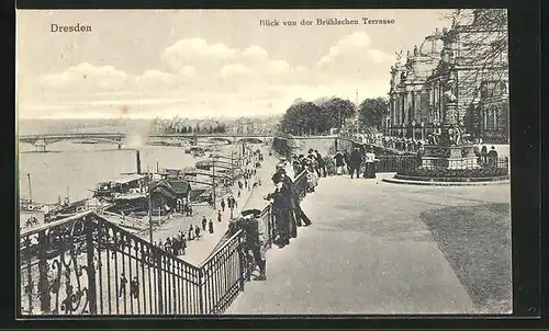 AK Dresden, Blick von der Brühlschen Terrasse