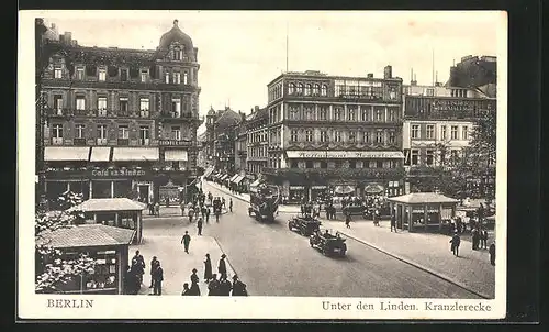 AK Berlin, Café u. d. Linden und Restaurant Kranzler Unter den Linden Kranzlerecke