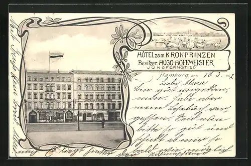 AK Hamburg-Neustadt, Hotel zum Kronprinzen am Jungfernstieg von Hugo Hoffmeister