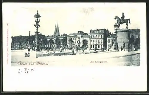 AK Hamburg-Altona, Königsplatz mit Denkmal