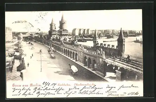 AK Berlin-Friedrichshain, Blick auf die Oberbaumbrücke