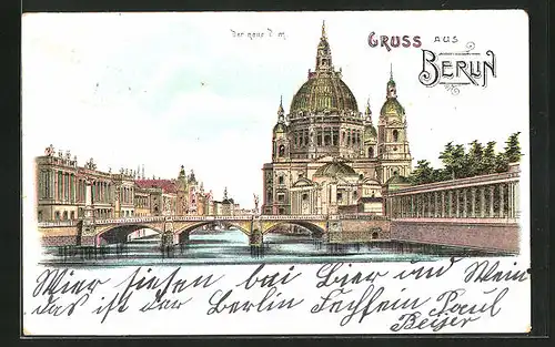 Lithographie Berlin, Blick zum Neuen Dom