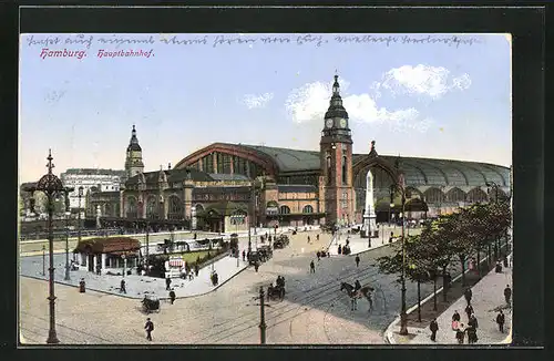 AK Hamburg-St.Georg, buntes Treiben am Hauptbahnhof