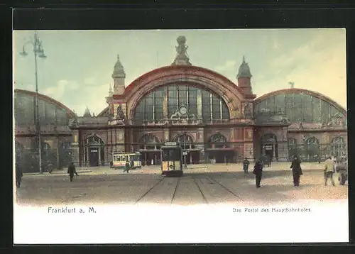 AK Frankfurt, Strassenbahn am Hauptbahnhof