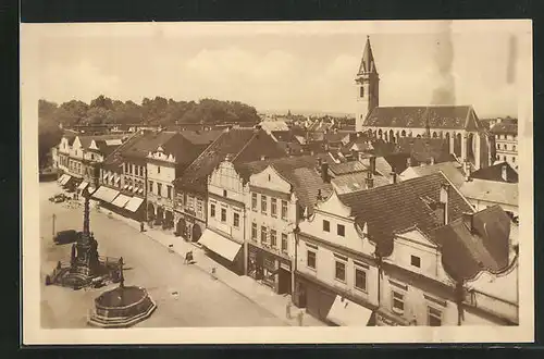 AK Trebon, Teilansicht mit Marktplatz und Kirche