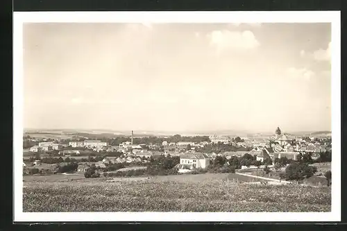 AK Dacice, Panorama von Ort und Umland