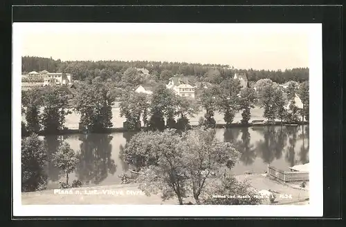 AK Planá n. Luz., Vilová ctvrt., Blick über den Fluss auf Häuser