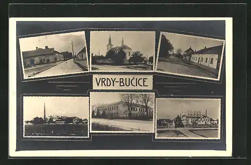 AK Vrdy-Bucice, Strassenpartie, Kirche, Fabrik