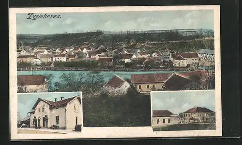 AK Zvoleneves, Gasthaus, Ortsansicht aus der Vogelschau