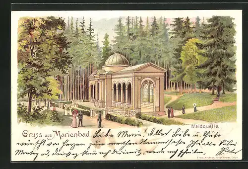 Lithographie Marienbad, Waldquelle