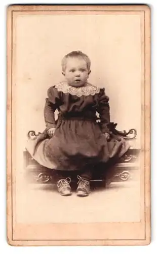 Fotografie Th. Gottf. Weber, Nossen, Portrait kleines Mädchen im hübschen Kleid