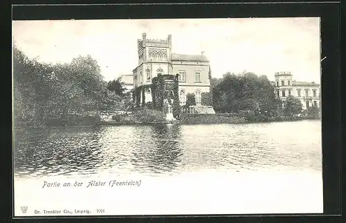 AK Hamburg-Uhlenhorst, Partie an der Alster, Feenteich