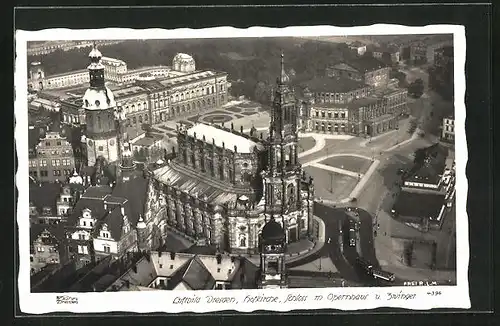 Foto-AK Walter Hahn, Dresden, Nr. 4396: Dresden, Hofkriche, Schloss mit Opernhaus und Zwinger