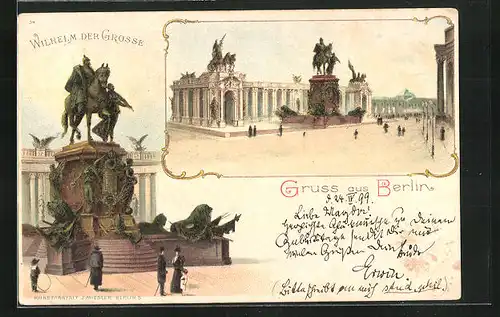Lithographie Berlin, Wilhelm der Grosse, Mehrfachansicht