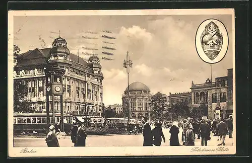 AK Berlin, Potsdamer Platz mit Café Fürstenhof und Strassenbahn