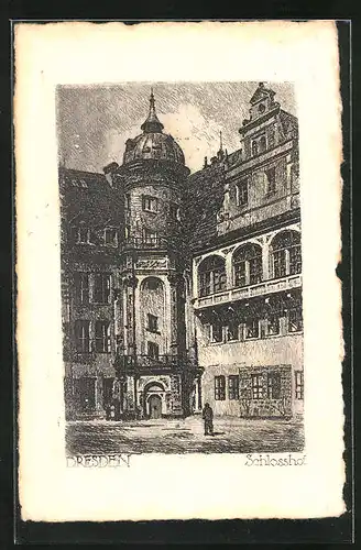 Künstler-AK Dresden, Schlosshof