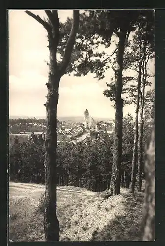 AK Dacice na Morave, Blick von einer Anhöhe auf die Ortschaft