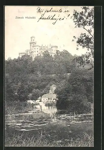 AK Hluboká /Frauenberg, Zámek, Blick zum Schloss