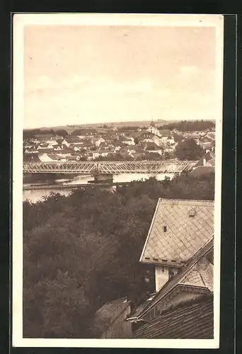 AK Tyn nad Vltavou, Teilansicht mit Brücke