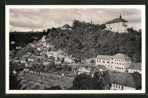 AK Nová Hut p. Nizb., Ortsansicht im Sonnenschein