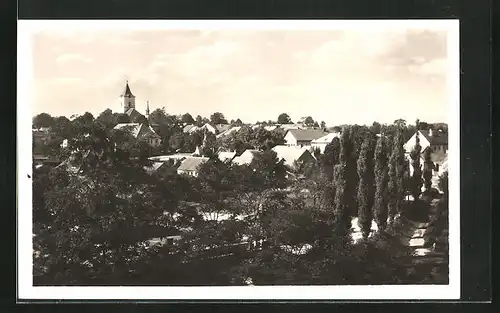 AK Kácov, Teilansicht mit Kirche