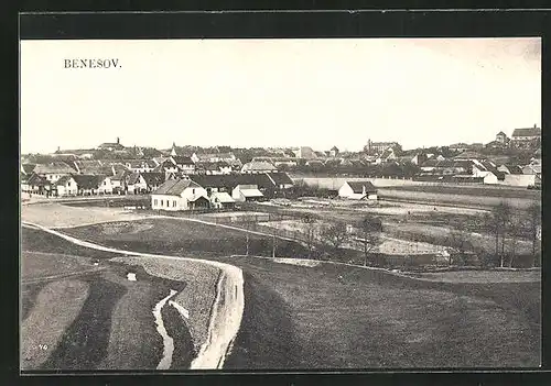 AK Beneschau / Benesov, Panoramablick auf die Ortschaft